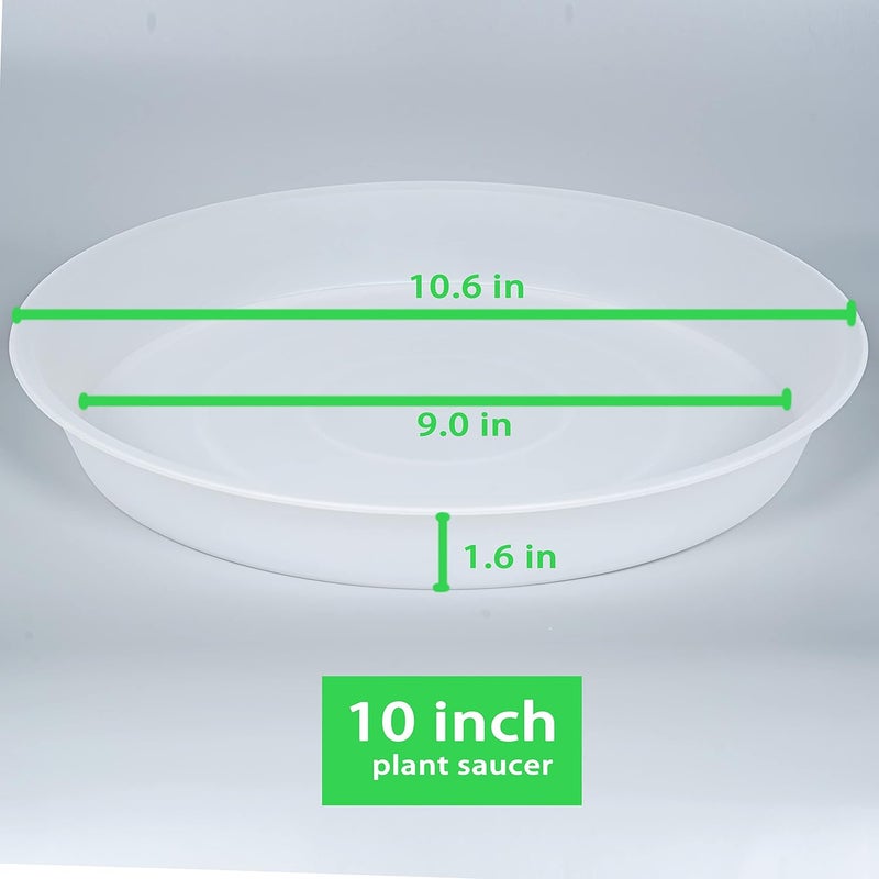 Bleuhome 2 Pack of 10 inch Plant Saucer Gray, Heavy Duty Plastic Plant Saucer 10 inch Round, Durable Plant Tray for Pots, Plant Saucers for Indoors, Plant Trays for Planter 9"/10" (10", Clear) - Image 2